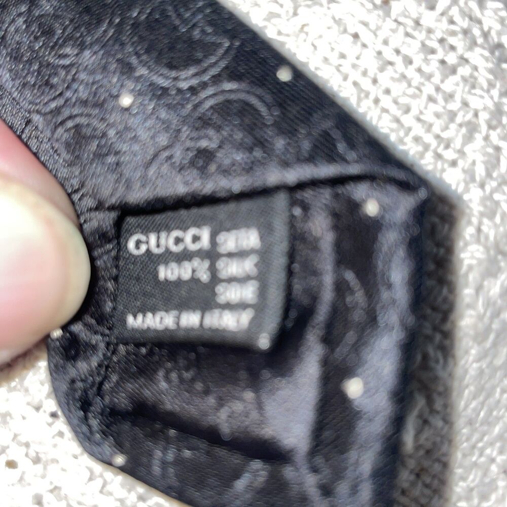 Gucci Men’s Dress Tie Size 57” 3.5” Black Logo Motif Business Formal City NWT - Picture 3 of 13